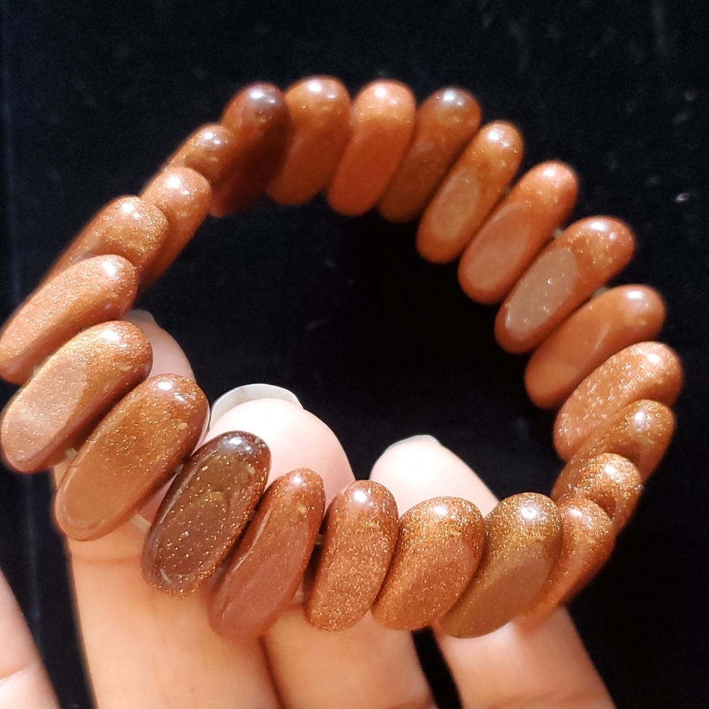 One-of-a-kind, goldstone bracelet.